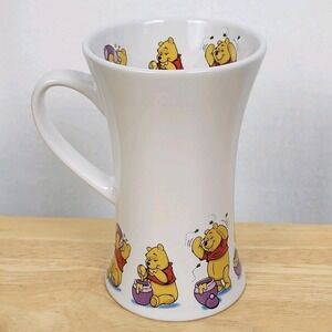 Vintage Disney Store Winnie the Pooh Tall Flared Latte Mug Ceramic Honey Pots 6"